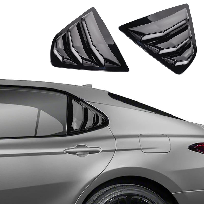 CKE Compatible with Toyota Camry 2024 2023 2022 2021 2020 2019 2018 Accessories Sporty Car Rear Side Window Louvers Air Vent Scoop Shades Cover Trim Blinds -Glossy Black (Not Fit 2025) Glossy Black