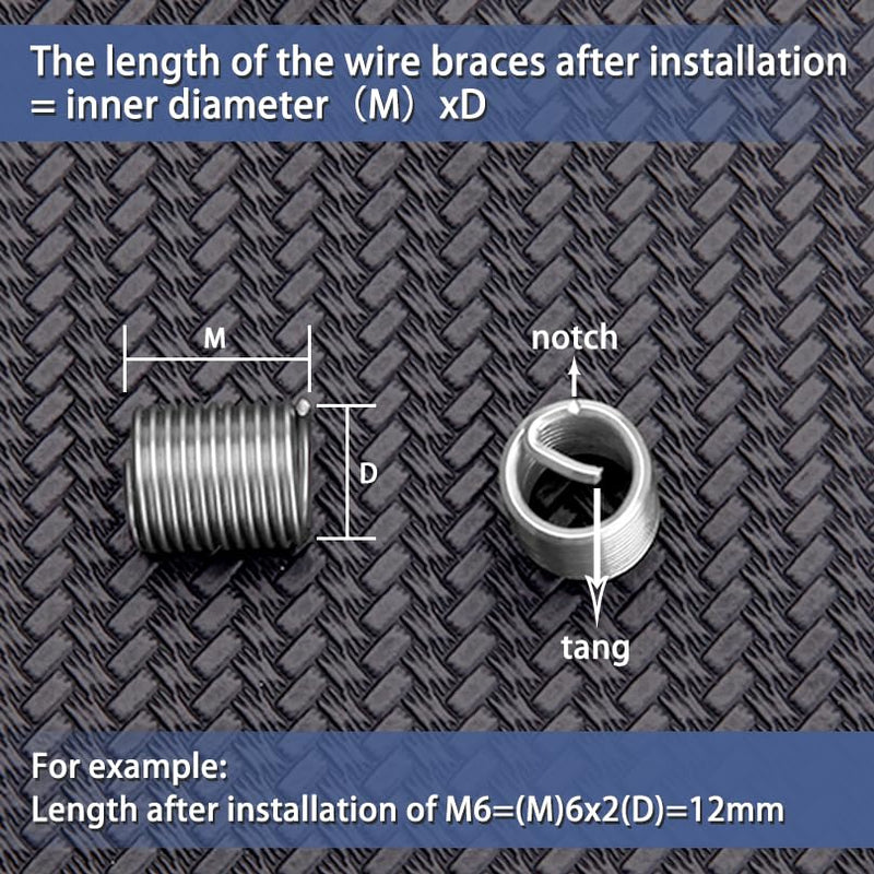 210 Pcs Wire Thread Inserts Kit, Metric Helical Type Coiled Wire 210pcs