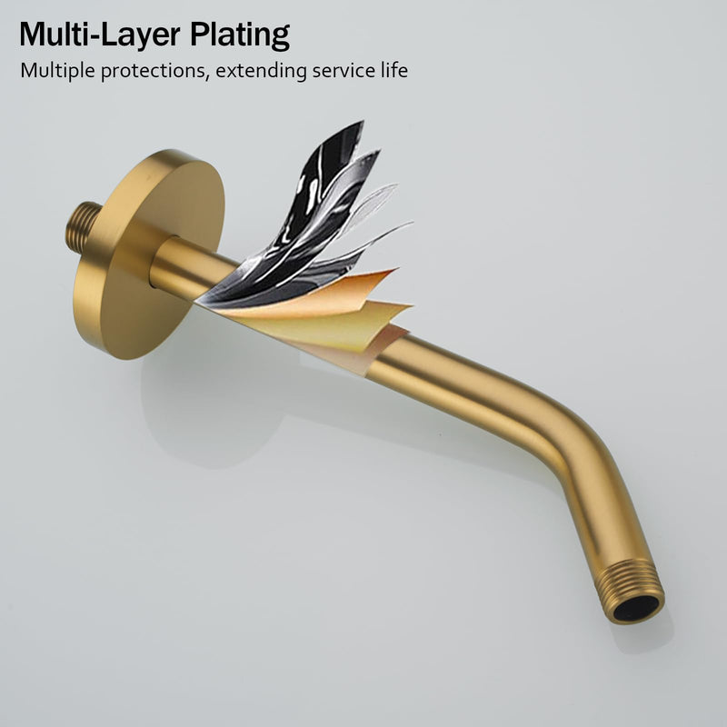 RANDOM 10 Inch Champagne Bronze Shower Arm with Flange,90 Degree Rain Shower Head Extension Arm.RD91018-10-CB 10″Champagne Bronze(Round Flange)
