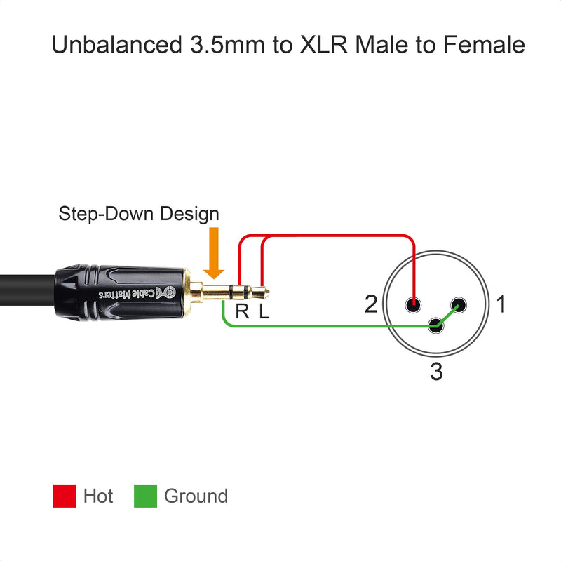 Cable Matters 3.5mm to XLR Cable 6 ft, Male to Male XLR to 1/8 Inch Cable, XLR to 3.5mm Cable, Compatible with iPhone, iPod, MP3 Player, Laptop, Voice Recorder and More - 6 Feet