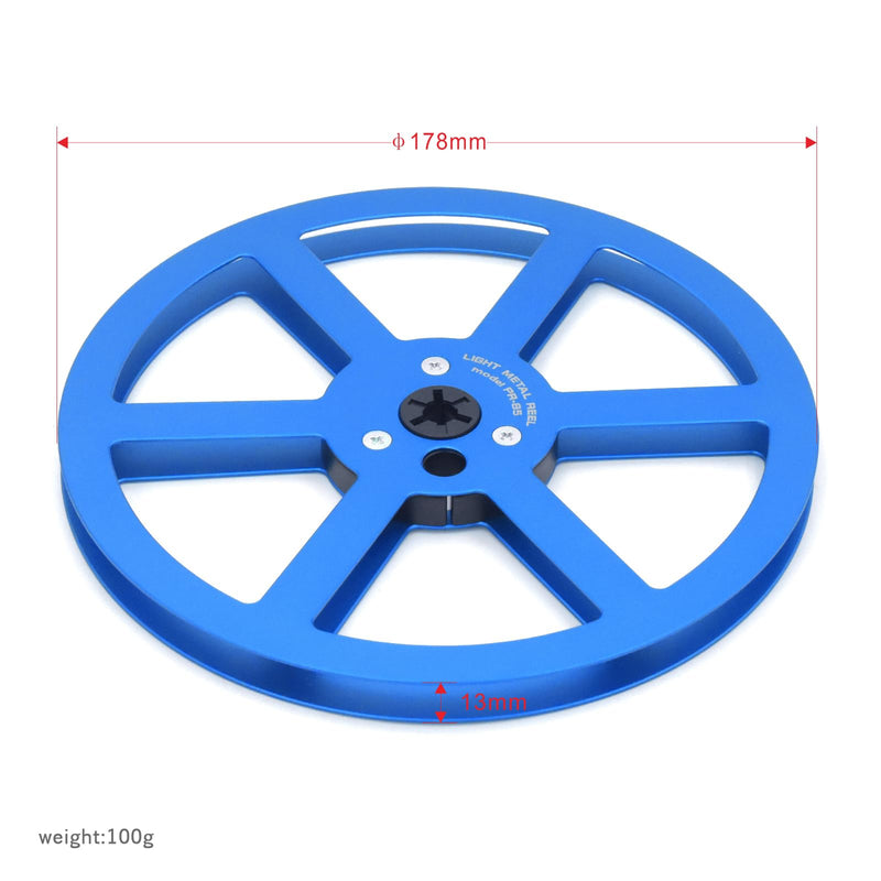 1/4 7 Inch Blue Aluminum Empty Take Up Reel for Reel to Reel Tape | Blue 7 inch aluminum take up reel with 6-hole design for 1/4 inch reel-to-reel tape recorders and empty tape storage