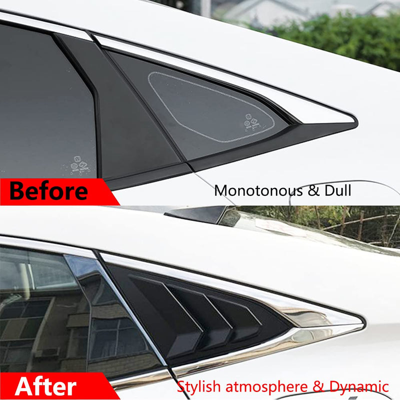 for 10th Gen Civic Sedan Rear Side Window Louvers Air Vent Scoop Shades Cover Blinds Racing Style Compatible with Civic Sedan 2021 2020 2019 2018 2017 2016 (Matte Black) Matte Black