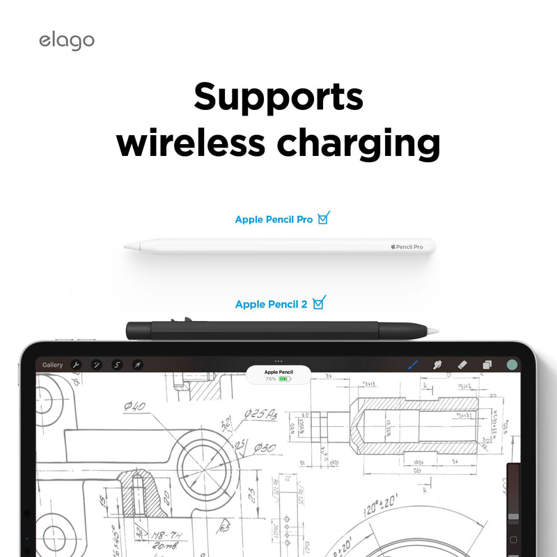 elago x MONAMI Compatible with Apple Pencil Pro Case & Apple Pencil 2nd Generation Case, Compatible with Magnetic Charging, Double Tap, Squeeze, Haptic (Must Read Installation Instructions) (Black) Black