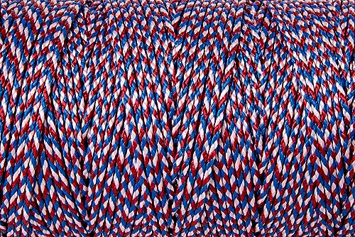 HONGDA #24 Bonded Braided Nylon Mason Line, 685 FT #24 685FT Red/Blue/White