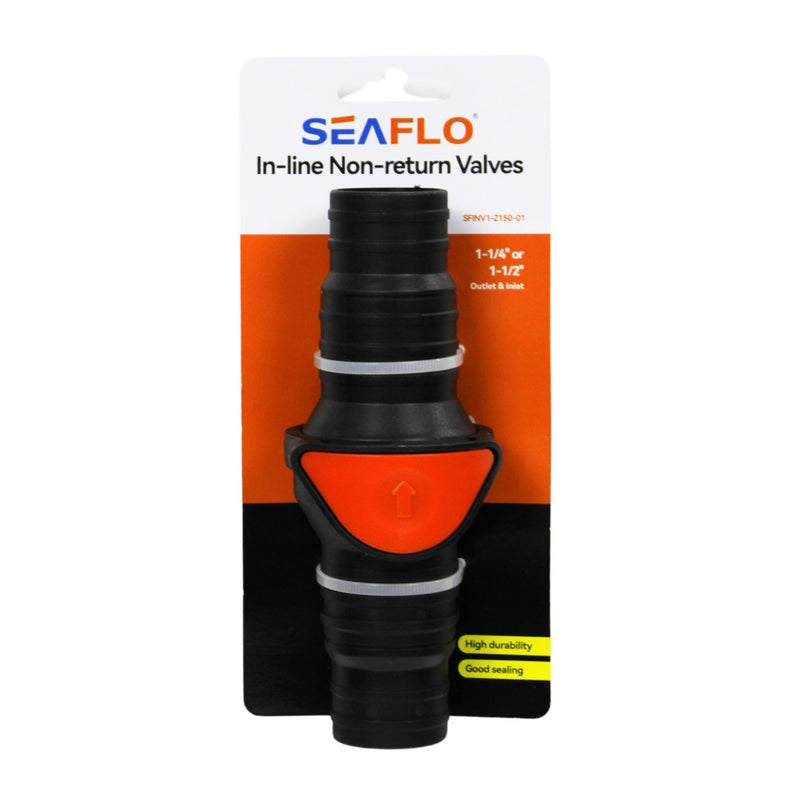 SEAFLO in-Line/ 90° Quick Disconnect Non-Return Check Valve PA6+GF+POM Construction, Anti-Backflow Design, Versatile Applications (Choose Size and Style) 1-Pack Inline Straight 1-1/4"-1½"