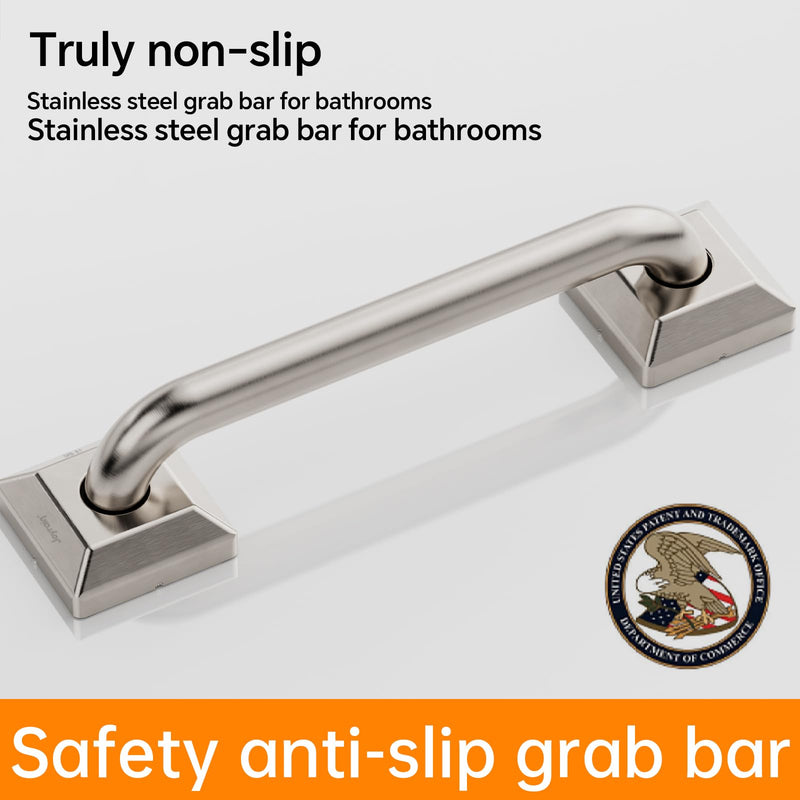  [AUSTRALIA] - JoyRain 9" Multi-Function Safety Grab Bar | Wall-Mounted Support Handle for Shower, Bathtub, Toilet & Door (Stability Aid for Elderly & Disabled) Brushed 9 Inch