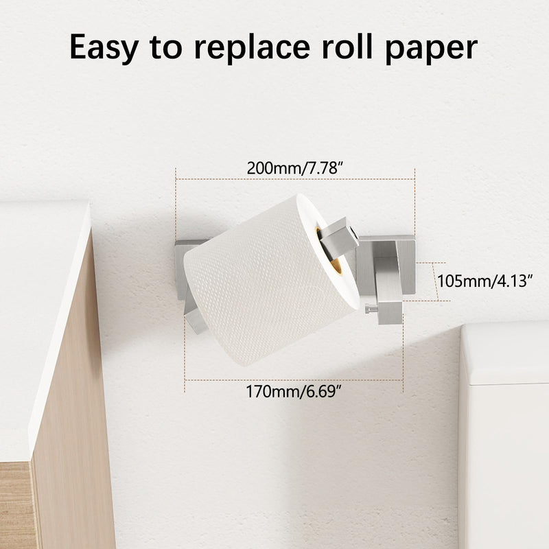 FEILERN Toilet Paper Holder Wall Mounted Post Pivoting Square Tissue Holders Roll Holder Hangers for Bathroom Commercial Toilet Paper Dispenser, Brushed Nickel 1 Pack