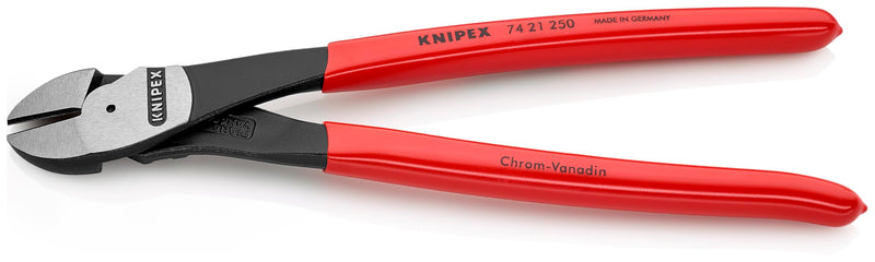 KNIPEX Tools - High Leverage Diagonal Cutters, 12 Degree Angled (7421250SBA), Red, 10 inches | side-cutting-pliers