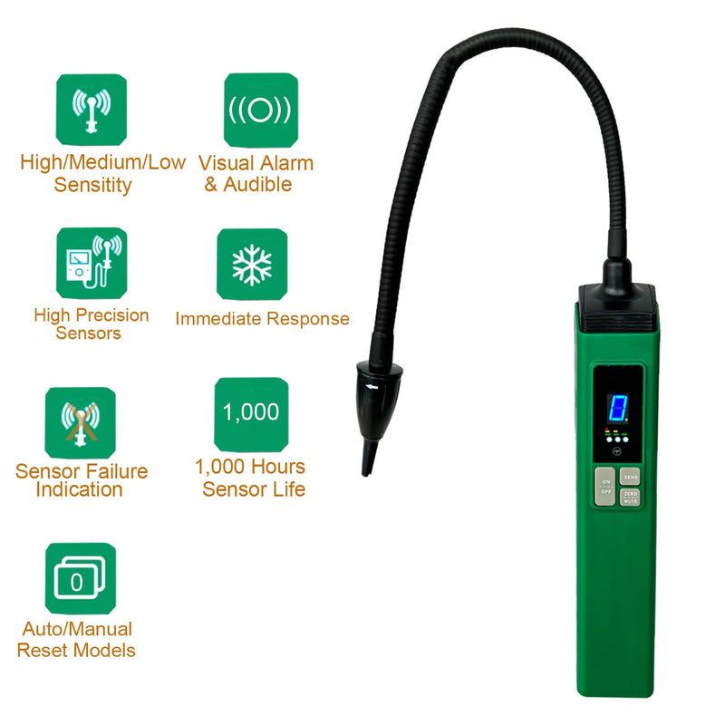 Professional HVAC Refrigerant Leak Detector with Heated Diode Sensor, Gas Leak Detector for R410A/R134A/R1234YF, CFCs/HCFCs | Handheld AC Diagnostic Tool with Digital Display & Audible Alarm