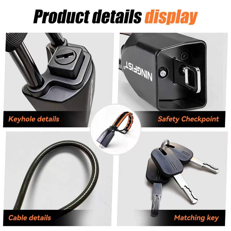 Steering Wheel Lock Anti-Theft Device, Heavy Duty Car Security Vehicle Lock with Keys, Universal Fit Adjustable Bright Orange Black for Cars Trucks SUVs
