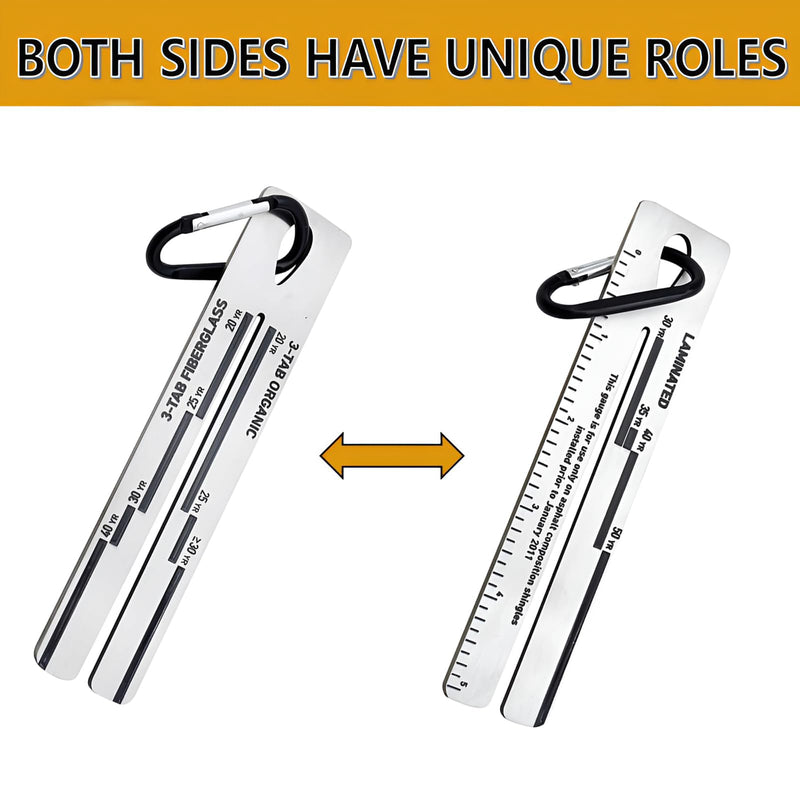 2 Pack Metal 4/09 Shingle Gauge with Carabiner, House Roof Gauge Tool, Roofing Tools Engineering Rulers Equipment for Measuring and Analyzing The Thickness of Roof Tiles 2