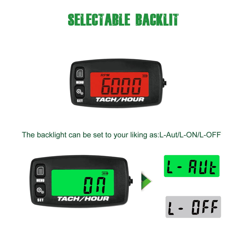  [AUSTRALIA] - Yooreal Digital Hour Meter Tachometer, RPM Gauge Maintenance Reminder Replacement Battery Backlight for Lawn Mower Generator Scooter Lawn Tractor Compress Leaf Blower Chainsaw Snow Blower Snow plows