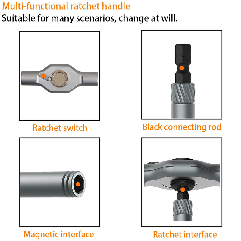 42 in 1 Magnetic Screwdriver Set, Multi Bit Screwdriver Set with Detachable Ratchet Handle, Portable Screw Driver Set Kit for Computer, Eyeglass, Bicycles, Watch, Furniture and Electronic Repair 42 in 1 Orange