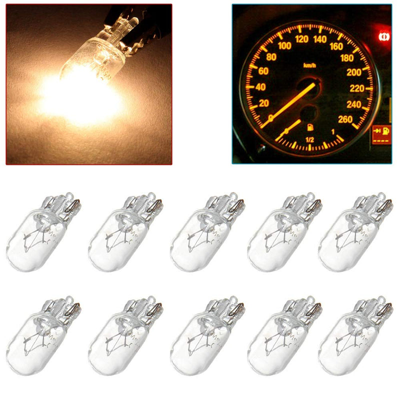 cciyu T10 168 194 W5W Halogen Light Bulb Instrument Cluster Gauge Dash Lamp (10pack white) 10pack white