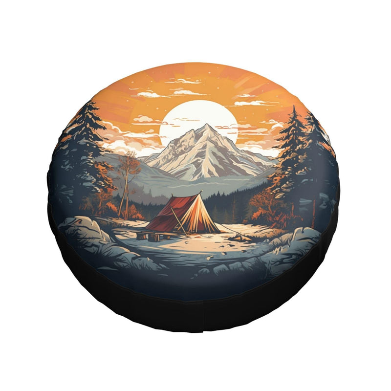 Mountains Nature Sunset Scenery Spare Tire Cover Wheel Protectors for Decoration and Weather Protection for Trailers Rv SUV Truck Campervan Travel Trailer 15" 15" for tire diameter 27.6-30in/70-75cm Mountains Nature Sunset Scenery