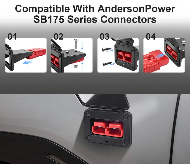 GZSH Anderson Plug 2PCS 175A Quick Connect Wire Connectors with Mount and Cap 4-1/0 AWG Battery Quick Disconnect 12V-36V Battery Quick Connect Waterproof SB175 for Car RV Trunk Boat Winch
