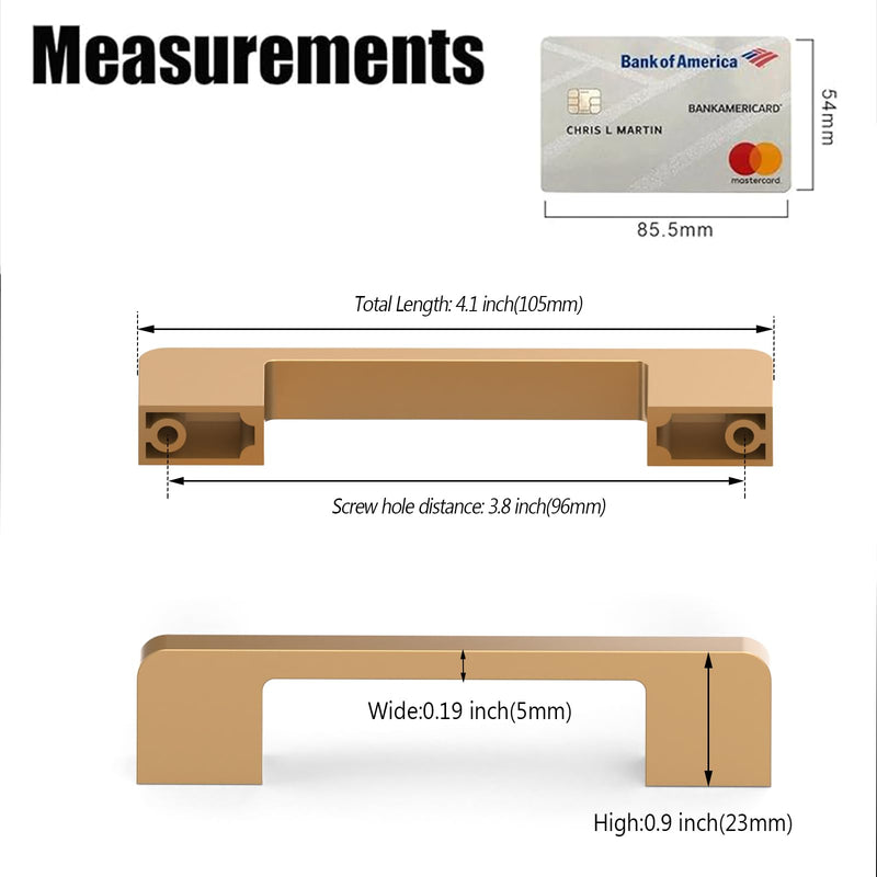 10 Pack 3.75"(96mm) Champagne Bronze Cabinet Pulls Kitchen Cabinet Handles Drawer Pulls Cupboard Hardware for Cabinets Pull - 3.75"/96MM Hole Center 10