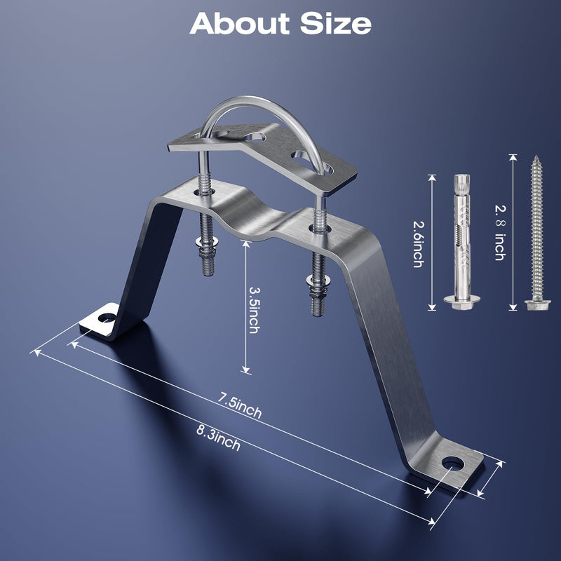  [AUSTRALIA] - 4 Pcs 4" Antenna Wall Mount 304 Stainless Steel, Double Wall Mount Antenna Mast Clamp V Jaw Bracket Accessories Kit for TV CB Ham Outside Home 4inch Wall Mount (set of 4)