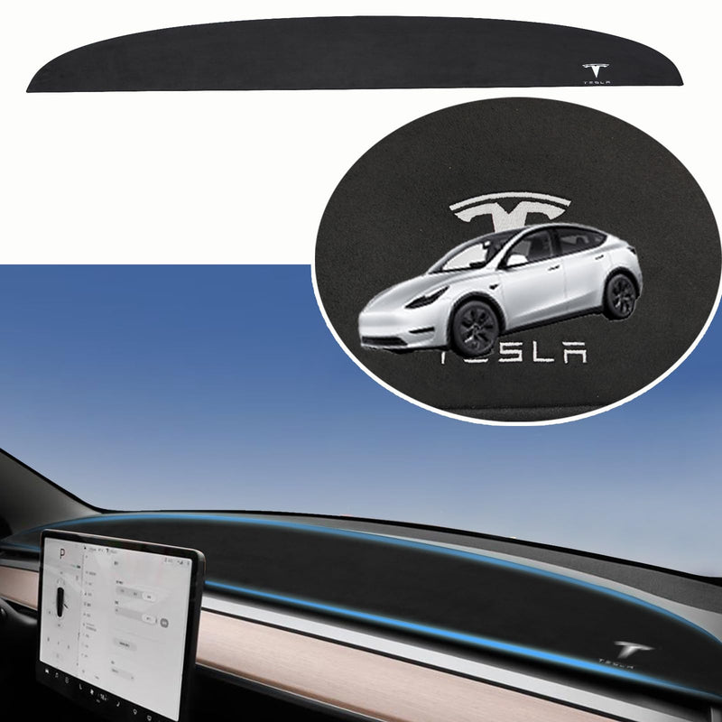2025 Dashboard Cover for Tesla Model Y Dashboard and Glare Protection，not fit for Model Y Juniper 2025 (Model Y, White Logo, 2021-2024) Model Y - White Logo Letters 2021-2024
