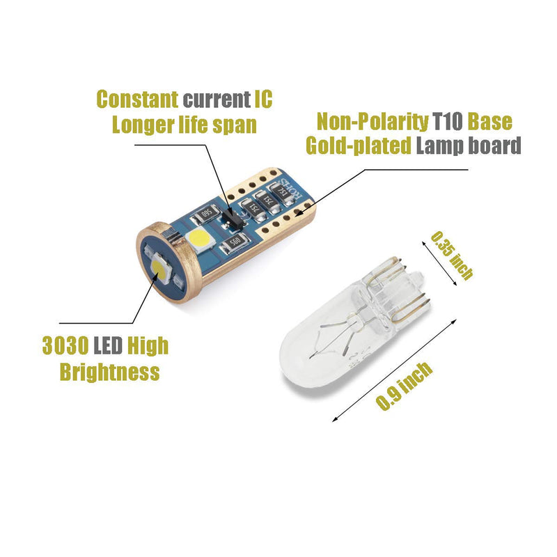 iBrightstar Extremely Bright Wedge T10 168 194 LED Bulbs for Car Interior Dome Map Door Courtesy License Plate Lights, Xenon White