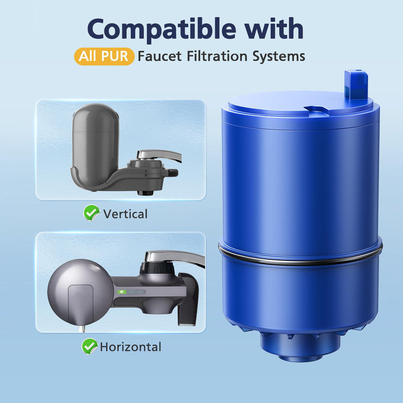6 Pack Water Filter Replacement Compatible with All PUR®, PUR®PLUS Faucet Filtrat-ion Systems, RF-9999® Faucet Water Filter, High Efficiency Filtration and 18-Month Value, NSF Certified, Blue 6 Pack