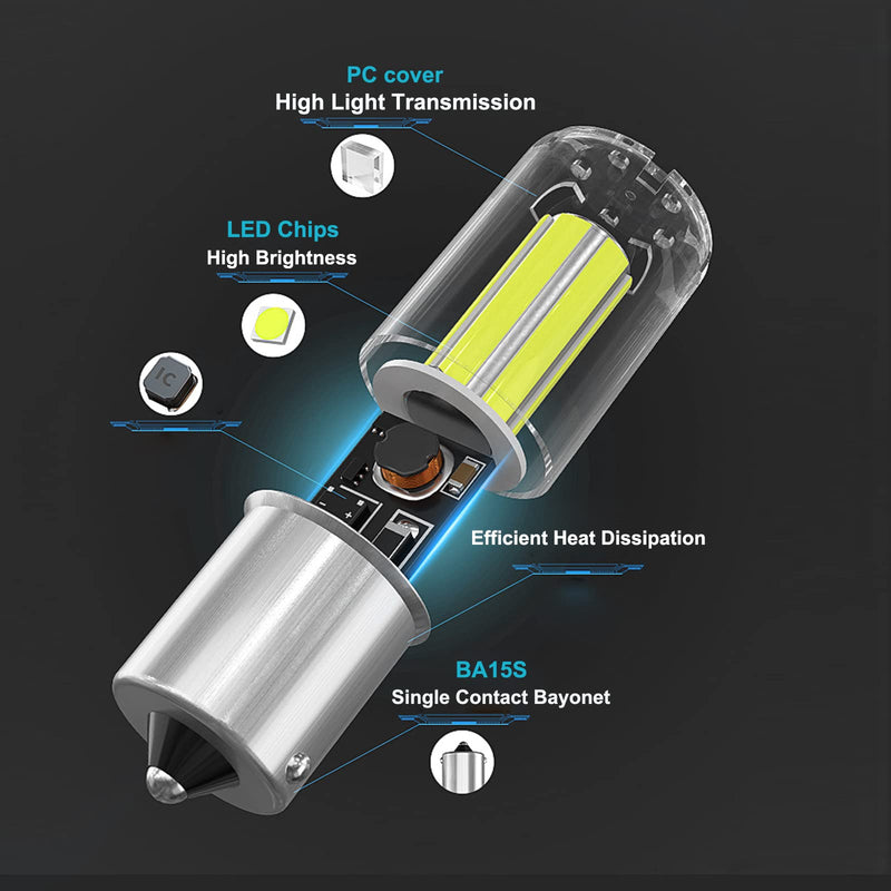 BA15S LED Bulbs 12V RV LED Lights 1156 1141 1003 Super Bright Low Power replacement for Back Up Reverse Lights,Brake Lights,Tail Lights, Rv lights, White(2-Packs) 2-PACK