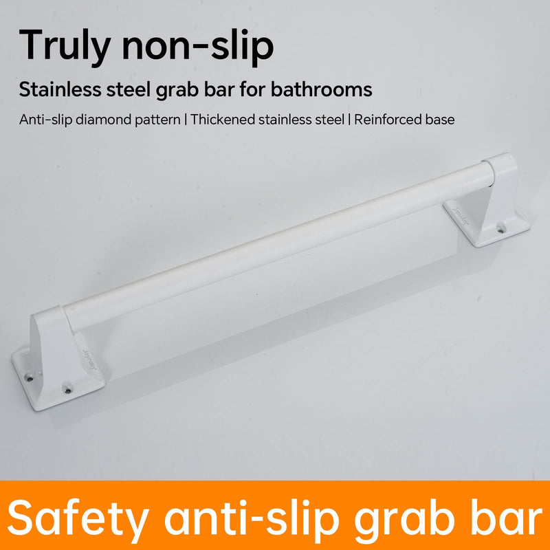 Joyrain Stainless Steel Bathroom Grab Bar for Elderly - Safety Rail & Towel Rack Dual Function, 9/16/24 Inch Anti-Slip Handle for Shower/Toilet/Tub (White, 24 inch) White