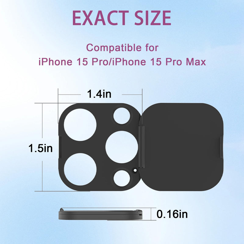 Phone Camera Lens Cover Compatible for Phone 15 Pro/ 15 Pro Max,Camera Lens Protector to Protect Privacy and Security,Strong Adhesive Black-2 Pack