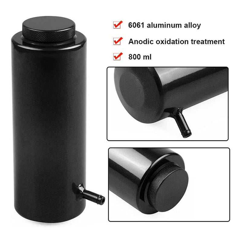 RYANSTAR Universal Car Radiator Coolant Tank 800ml Coolant Expansion Tank Overflow Oil Catch Tank Cooling Catch Bottle Reservoir Aluminum Billet Black