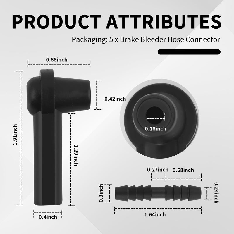 5PCS Brake Bleeder Kit Connector,Brake Fluid Bleeder Kit Bleeding Adapter Joint for Quick Brake Fluid/Air Changes,Brake Bleeder Hose Connector Fit Brake Bleeder Bottle,Vacuum Brake Bleeder