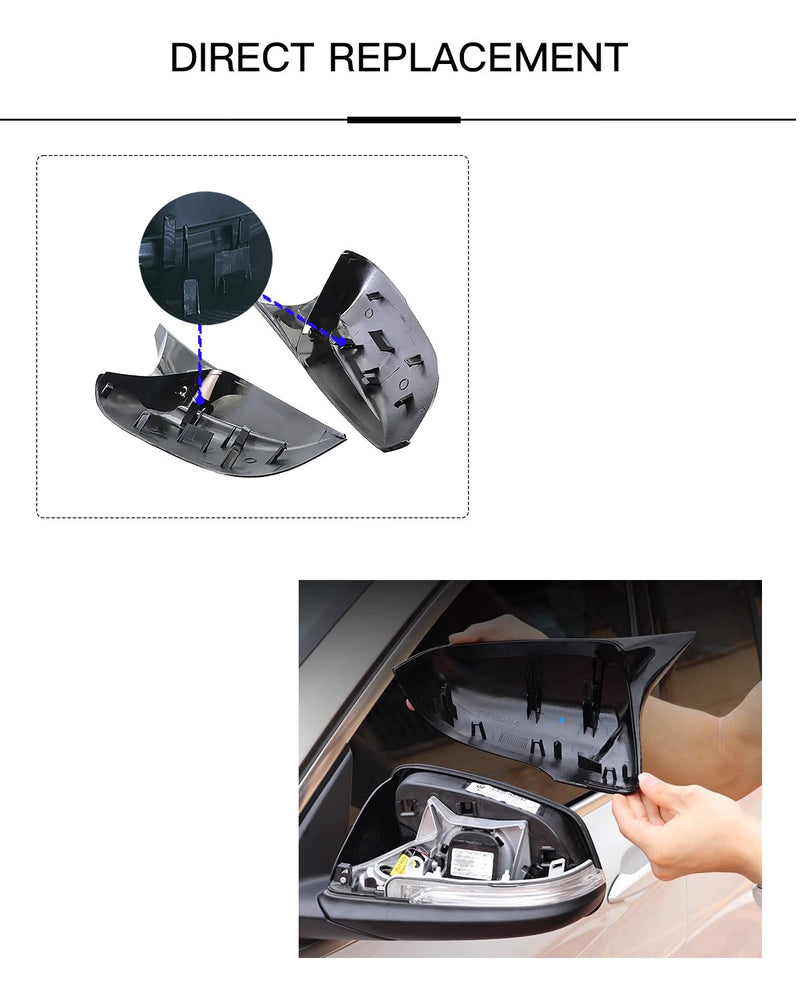 Horn Style Carbon Fiber Door Mirror Cover Cap Compatible with 2014-2020 Infiniti Q50 Q60 Q70 QX30