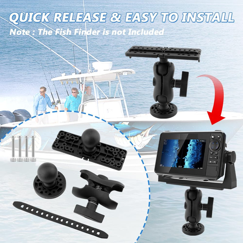 Fish Finder Mount Base, Universal 360 Rotation, Black