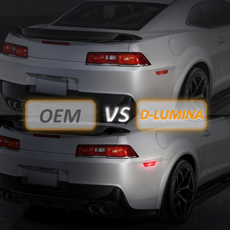  [AUSTRALIA] - D-Lumina Chevy Camaro Side Marker Lights Smoked Lens for Camaro 2010 2011 2012 2013 2014 2015, Rear Bumper Red Marker Light Tinted Side Reflector, OEM Replacement Plug N Play, Pack of 2