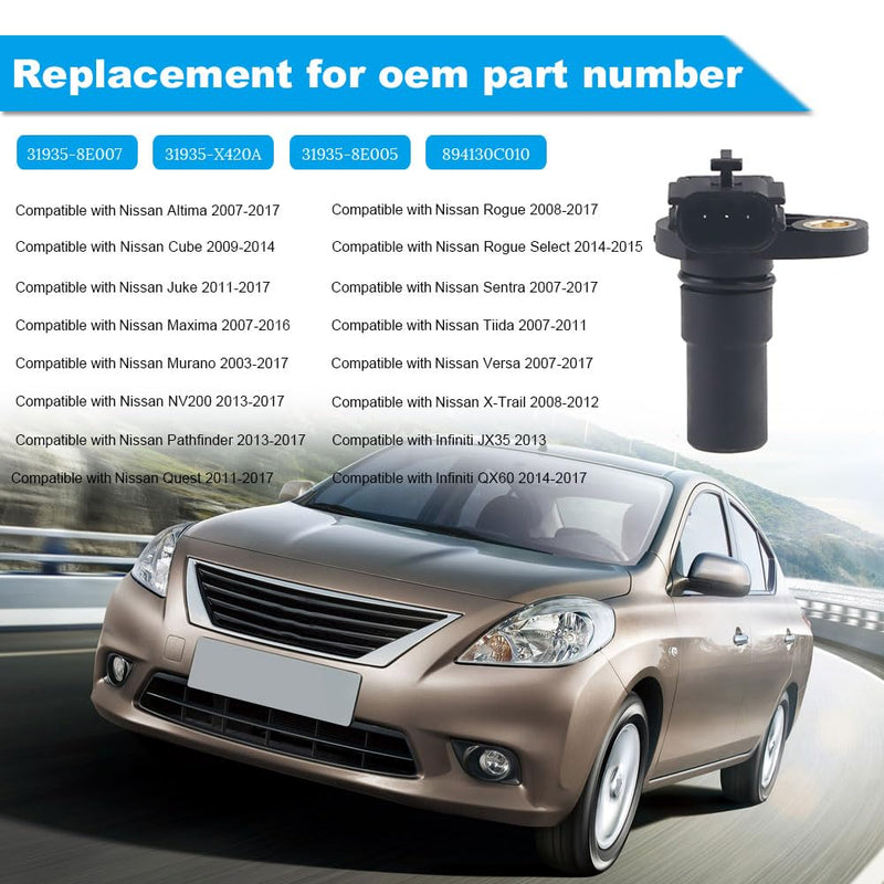31935-8E007 Transmission Vehicle Speed Sensor Compatible with Nissan Altima Sentra Murano Pathfinder Maxima Quest 2003 2004 2005 2006 2007 2008 2009 2010 2011 2012 2013 2014 2015 2016 2017