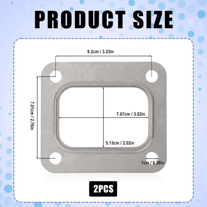2pcs T4 Turbine Flange Gaskets, Silver Stainless Steel Turbo Turbine Inlet Gaskets for T4 T04E T66 T70 GT35 GT40 Turbochargers
