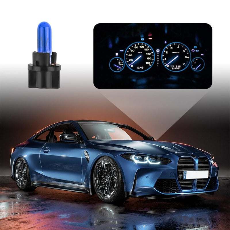 20PCS T5 17 57 79 86 Halogen Instrument Cluster Bulbs with 20PCS Bulb Sockets,12V Dash Light Bulbs for Speedometer,Tachometer,Gauge Cluster,Universal Car Dashboard Light Bulbs (Blue) Blue