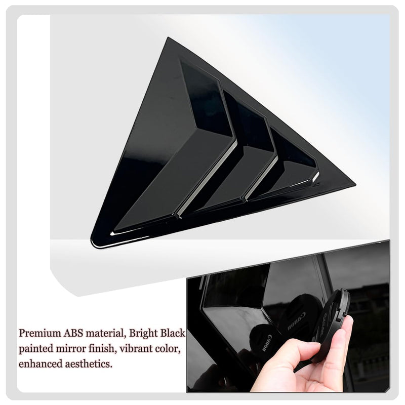2Pcs Side Vent Window Louvers for Toyota Corolla 2014-2019, ABS Print Sport Window Decorative Covers, Exterior Trim Accessories - Bright Black