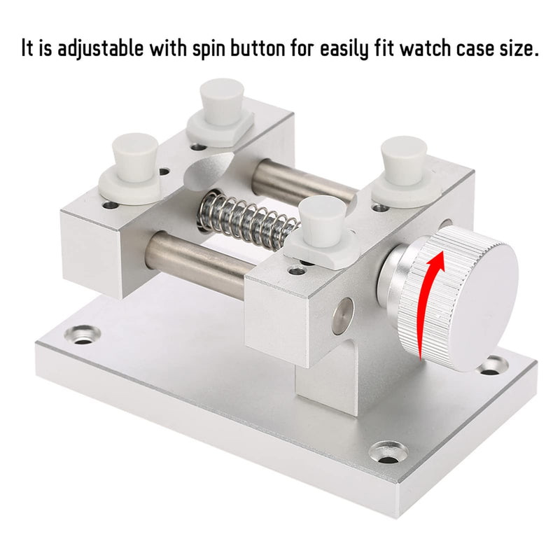 ZJchao Watch Case Holder, 80mm Maximum Opening Aperture Metal Adjustable Watch Case Back Remover Watch Strap Remover Watch Movement Base Repair Tool Back Case Opener for Watch Repairman(Sliver) Sliver