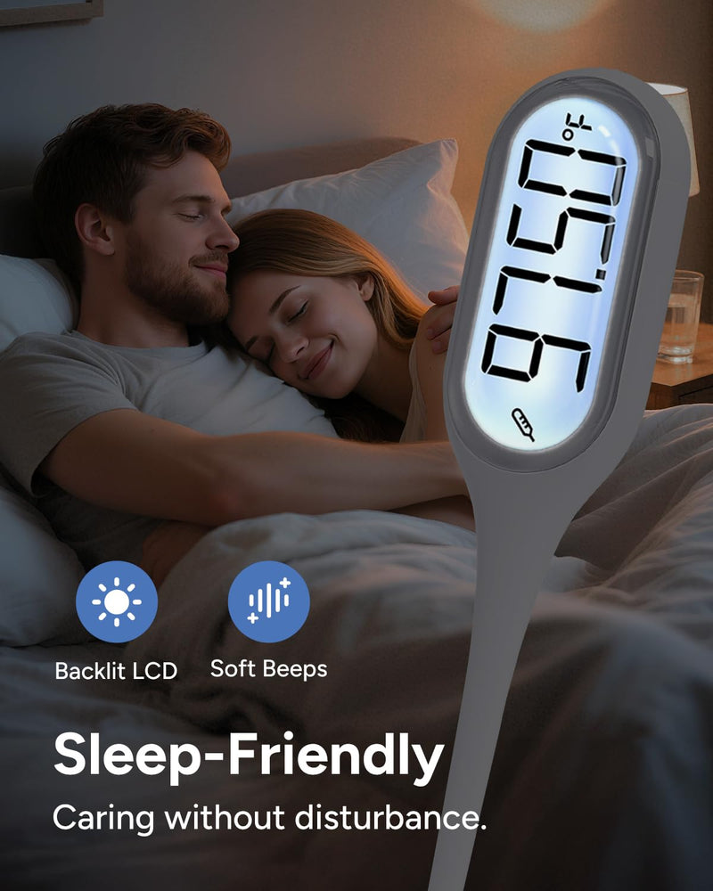 Easy@Home Basal Thermometer for Ovulation Tracking: 1/100th Degree Precision, Dual Mode - Accurate BBT & Fast Read for Fever | 30 Memory Recall, Premom App OCR Scan | EBT-013