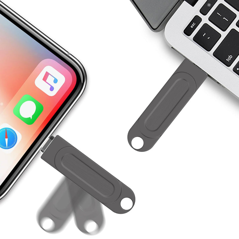 512GB Qainerly Photo Stick for Phone Flash Drive,4in1 Memory Stick for Photos and Videos USB Stick External Storage Compatible for iPhone/iPad/Android/PC 512GB black
