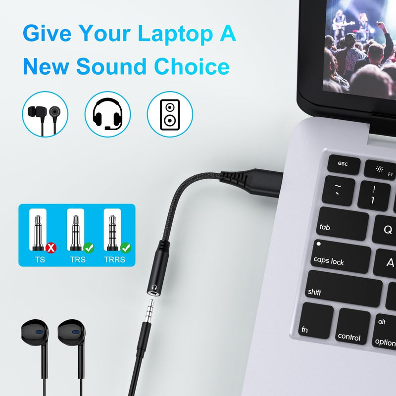 Mizi (2Pack) USB to 3.5mm Audio Jack Adapter, External Sound Card Converter Compatible with Headset, PC, Laptop, Mac, Desktops, Linux, PS4 and More Devices - Black