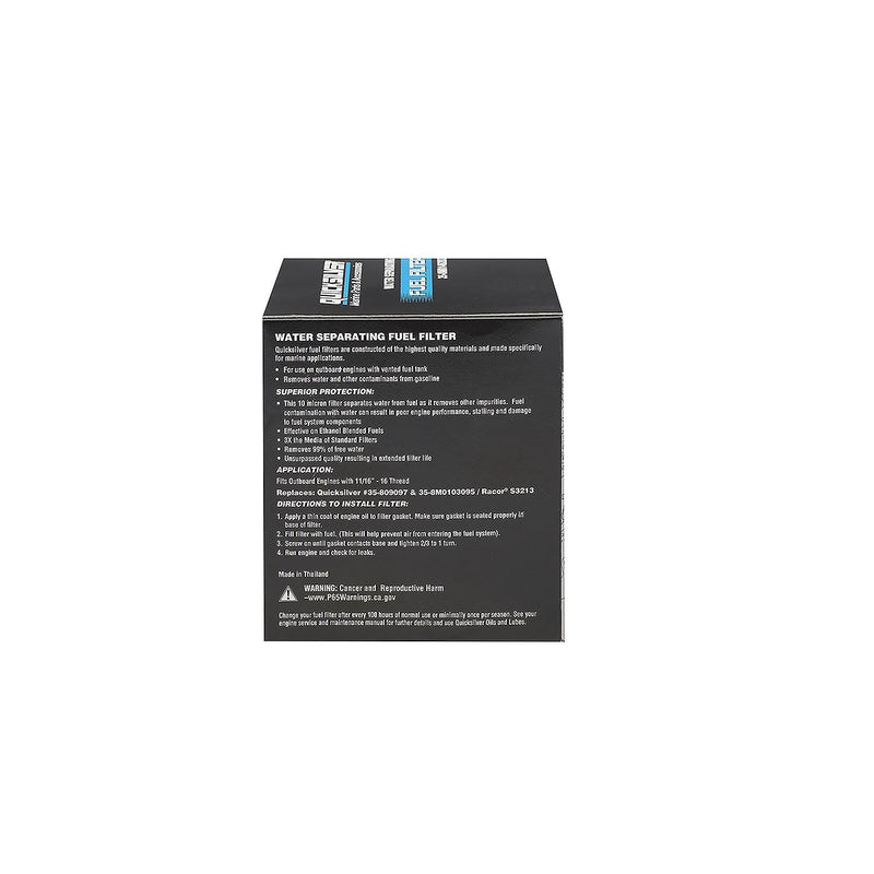 Quicksilver 8M0146203 Water Separating Fuel Filter, 10-Micron Filtration, Quicksilver Head
