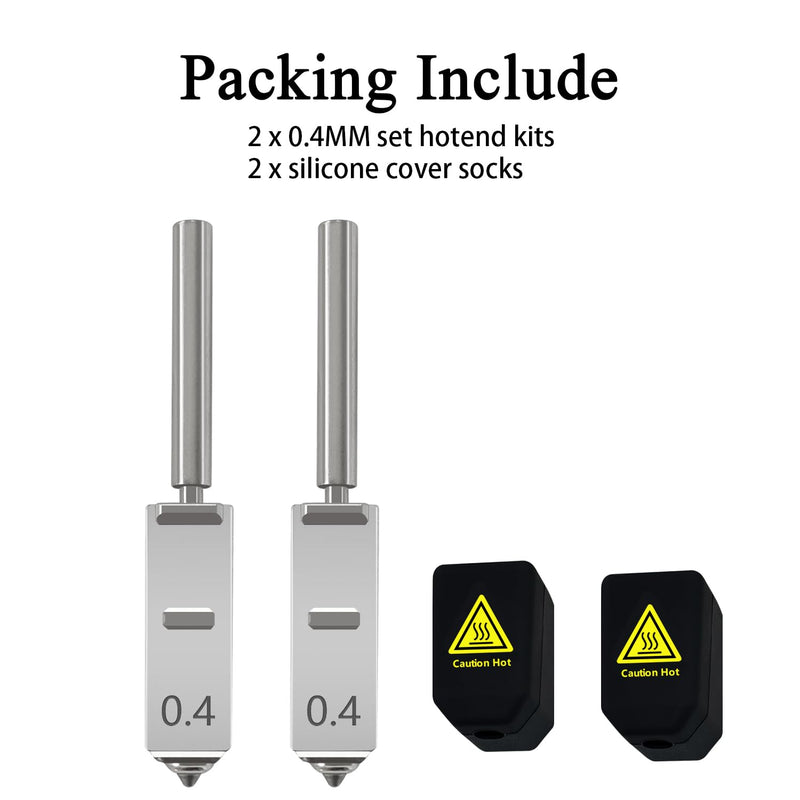 HzdaDeve 2PK 0.4MM Integrated Hardened Steel Nozzles for Kobra S1 Max Combo with 2PK Silicone Cover Sock Quick-Swap High Flow High Speed Throat Tube Nozzles Print Head Hot End for Anycubic 3D Printer