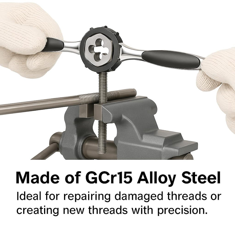 3/4"-14 NPT Tap and Die Set – GCr15 Alloy Steel Pipe Thread Tap and Hex Die Combo, Taper Thread Repair Tool for Conical Pipe Fittings 3/4"-14