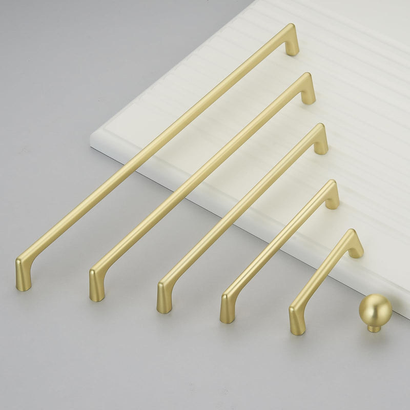 Lardmon 3 Pack Brushed Gold Modern Cabinet Pulls 10 Inch(254mm) Hole Center Timeless Drawer Pulls Vanity Pulls Classic Solid Kitchen Cabinet Handles Hardware, 10.4 Inch(264mm) Total Length 10 Inch Hole Center