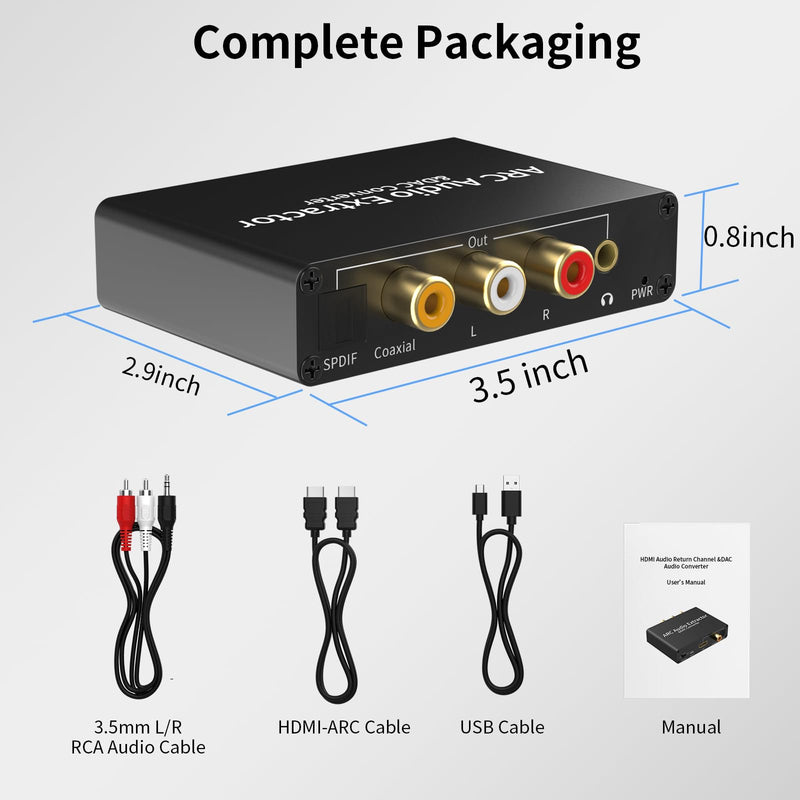  [AUSTRALIA] - HDMI ARC Audio Extractor, 192KHz DAC Audio Converter, Digital to Analog Converter for PS3 PS4 HDTV DVD Home Cinema Systems, HDMI ARC/Optical/Coaxial Input, SPDIF/Optical/RCA/3.5mm Stereo Output