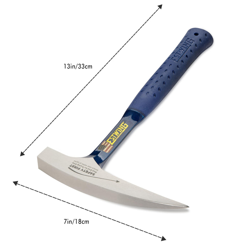 ESTWING Rock Pick - 22 oz USA Made Geology Hammer with Pointed Tip & Shock Reduction Grip - E3-22P 22 oz (Ounces) Standard Handle