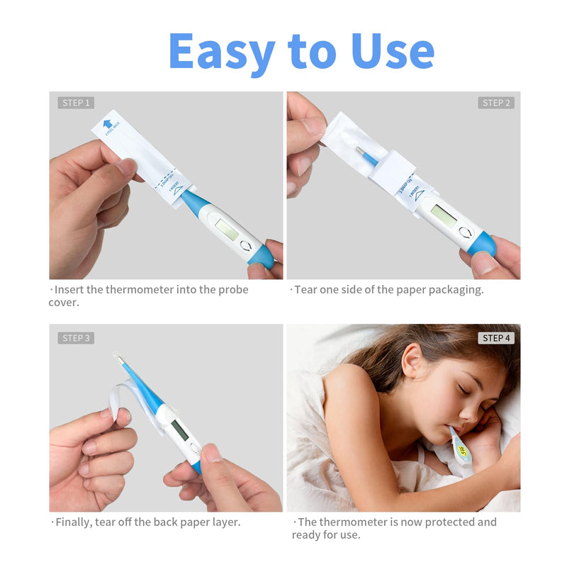 Boncare Thermometer Covers Disposable - 100 Pcs Probe Covers for Digital Thermometers, Can be Used for Oral, Rectally or Underarm