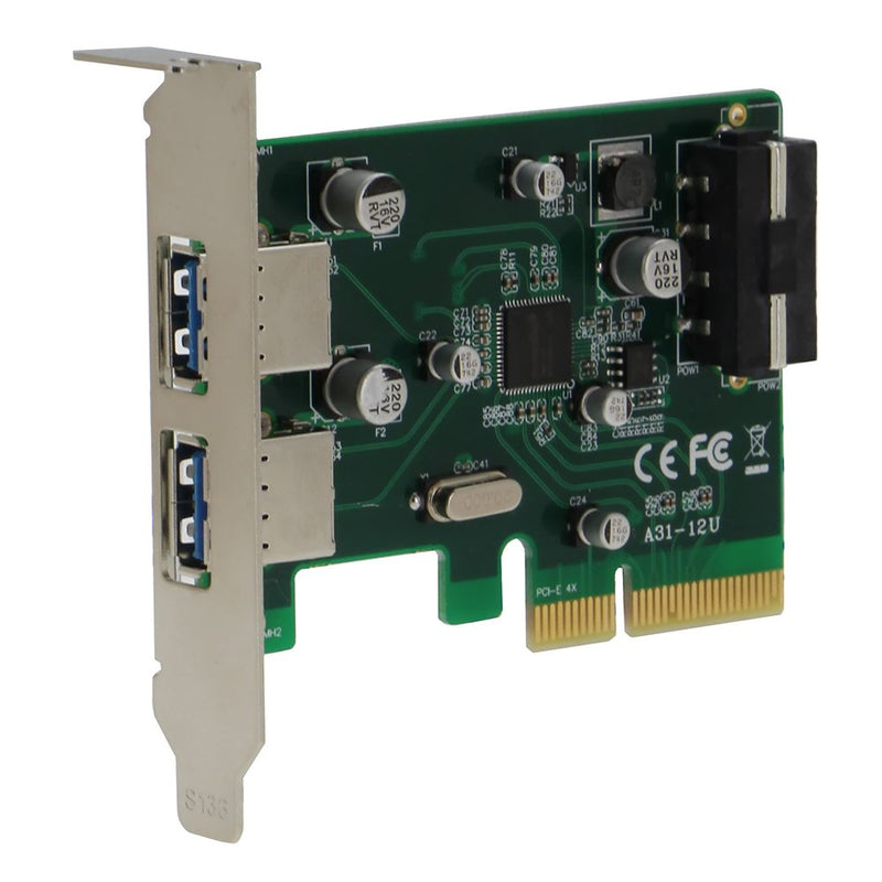 SEDNA - PCIE USB 3.1 2 Port Type A Adapter (10 Gbps) with Low Profile Bracket