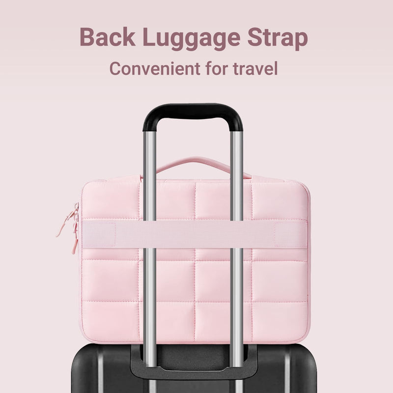 MOSISO Compatible with MacBook Air 13 inch Case M5 2026 M4 M3 M2 2025-2022 | TPU Bumper Hard Shell&Puffy Sleeve Bag&Keyboard Skin&Webcam Cover&Screen Film for MacBook Air 13.6 inch Case, Pink